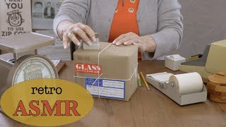 Retro Post Office at Christmastime, VERY Slow ASMR Wrapping, Stamping, Crinkles (Soft Spoken)