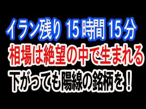 3/23【株式速報】カウントダウンで、妥結か、開始か、イランとのディールは株式最終チャンスとなるか？