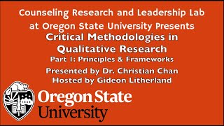 Critical Methodologies in Qualitative Research Part 1 with Dr. Christian Chan