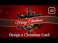 Design a red Christmas Card with Brushes and Symbols in Adobe Illustrator