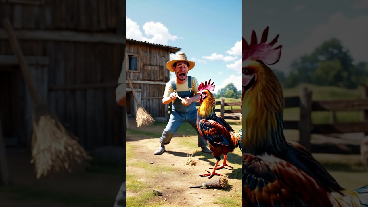 Epic Rooster vs Human Battle 🐓🤺 | Funny CGI Video