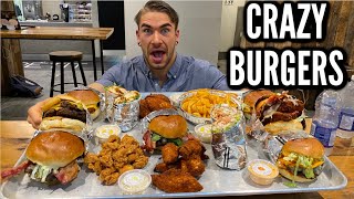 11LB GIANT BURGER AND FRIED CHICKEN PLATTER! Crazy Cheat Meal & Menu Challenge