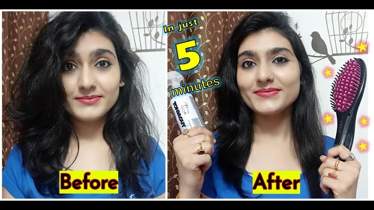 Vega X-Glam Hair Straightening Brush Review - Straighten your Natural hair  in JUST 5 MINUTES | Demo - YouTube