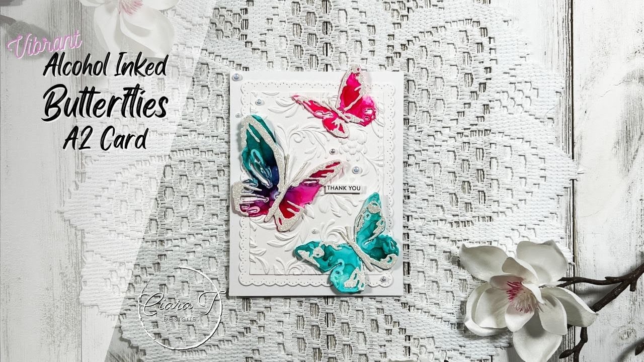 Quick & Easy Alcohol Ink Butterfly A2 Card Tutorial - YouTube