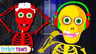 This Is The Way We Brush Halloween Song | Spooky Scary Skeleton Songs For Kids | Teehee Town