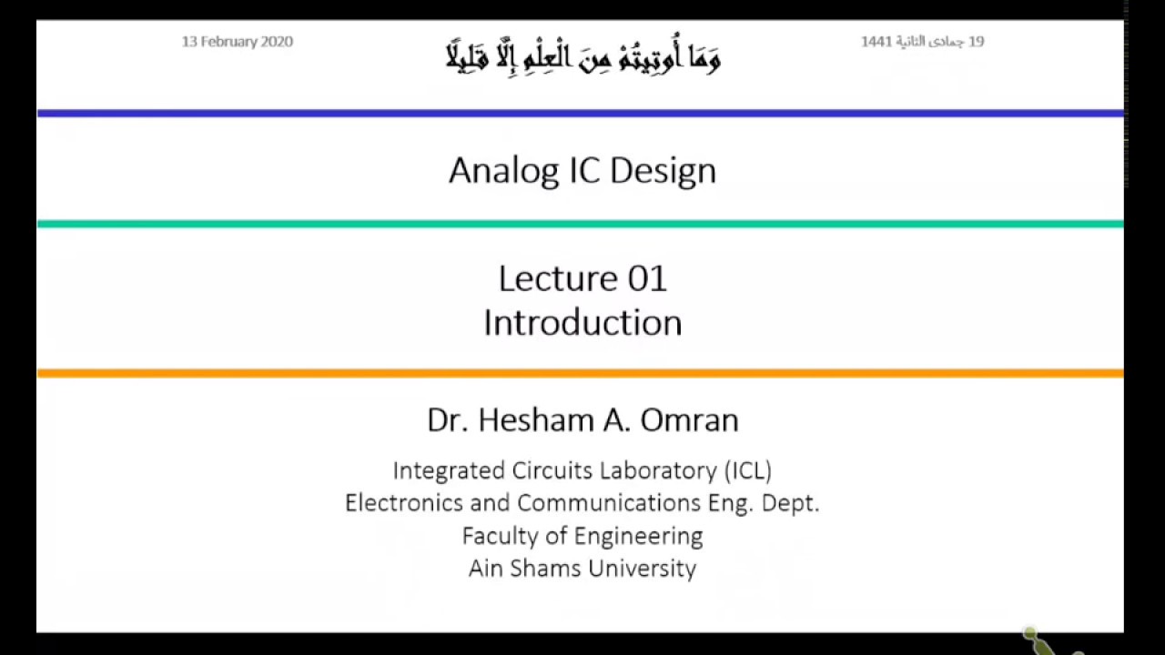 Analog Ics Dr Hesham Omran Lecture 01 Part 1 2 Introduction Youtube Analog Ics Dr Hesham Omran Lecture 01 Part 1 2 Introduction Youtube
