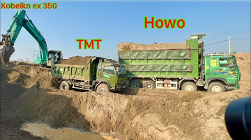 Cuộc chạy đua xe ben tải TMT chở cát với xe ben tải Howo truck cực căng | máy cuốc| heavy excavator