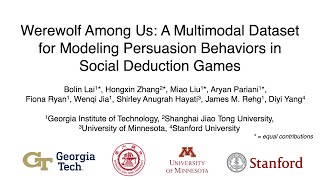 [ACL Findings 2023] Werewolf Among Us: Multimodal Resources for Modeling Persuasion Behaviors