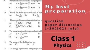 Hsst physics question paper  class 1/ SET question paper discussion/physics exam preparation/hsst