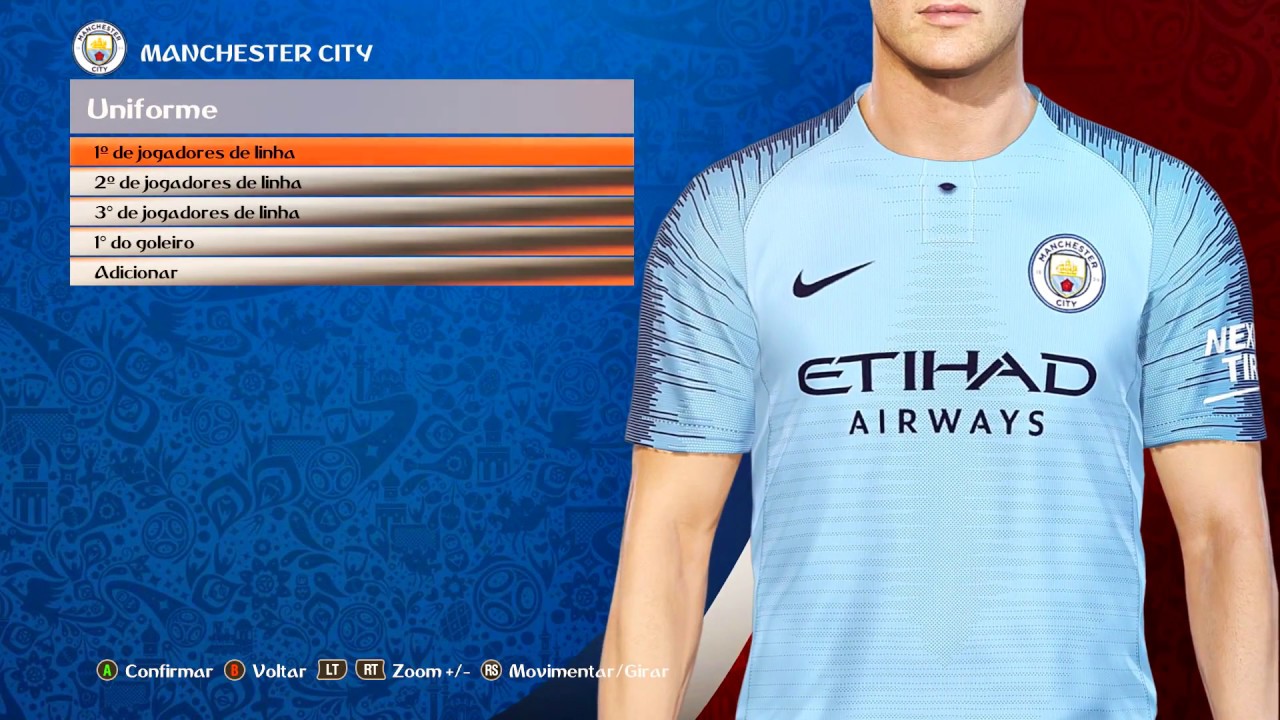 Pes 2018 - Uniforme Manchester City Temp 2018/2019 - By: Lucas Rk - Youtube