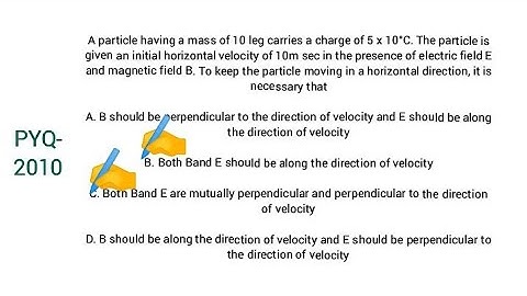 A particle having a mass of 10 leg carries a charge of 5 x 10°C. The particle is given an initial