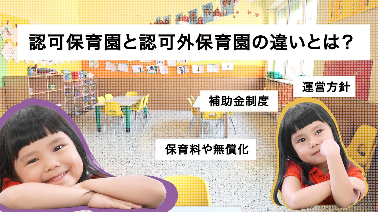 保育士さん向け 認可保育園と認可外保育園の違いとは 保育料や無償化 補助金制度など Youtube