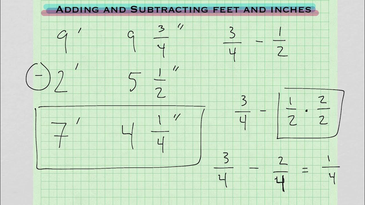 Adding And Subtracting Feet and Inches - YouTube