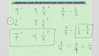 Adding And Subtracting Feet and Inches