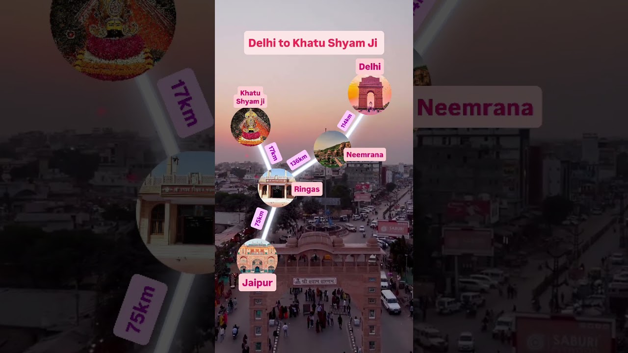 Delhi to Khatu Shyam Ji Route Map #shorts #rajasthan