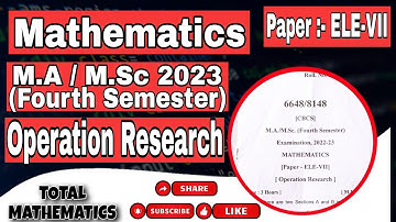 KU M.Sc 4th Sem || Operation Research || PYQ
