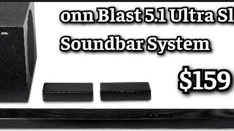 onn Blast 5.1 Ultra-Slim Surround Soundbar System 36" unboxing demo budget friendly