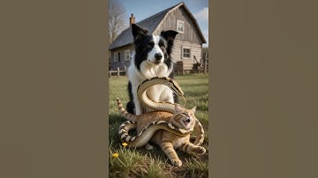 Brave Border Collie rescues the cat from a huge snake! 😳🐕🐍🐈