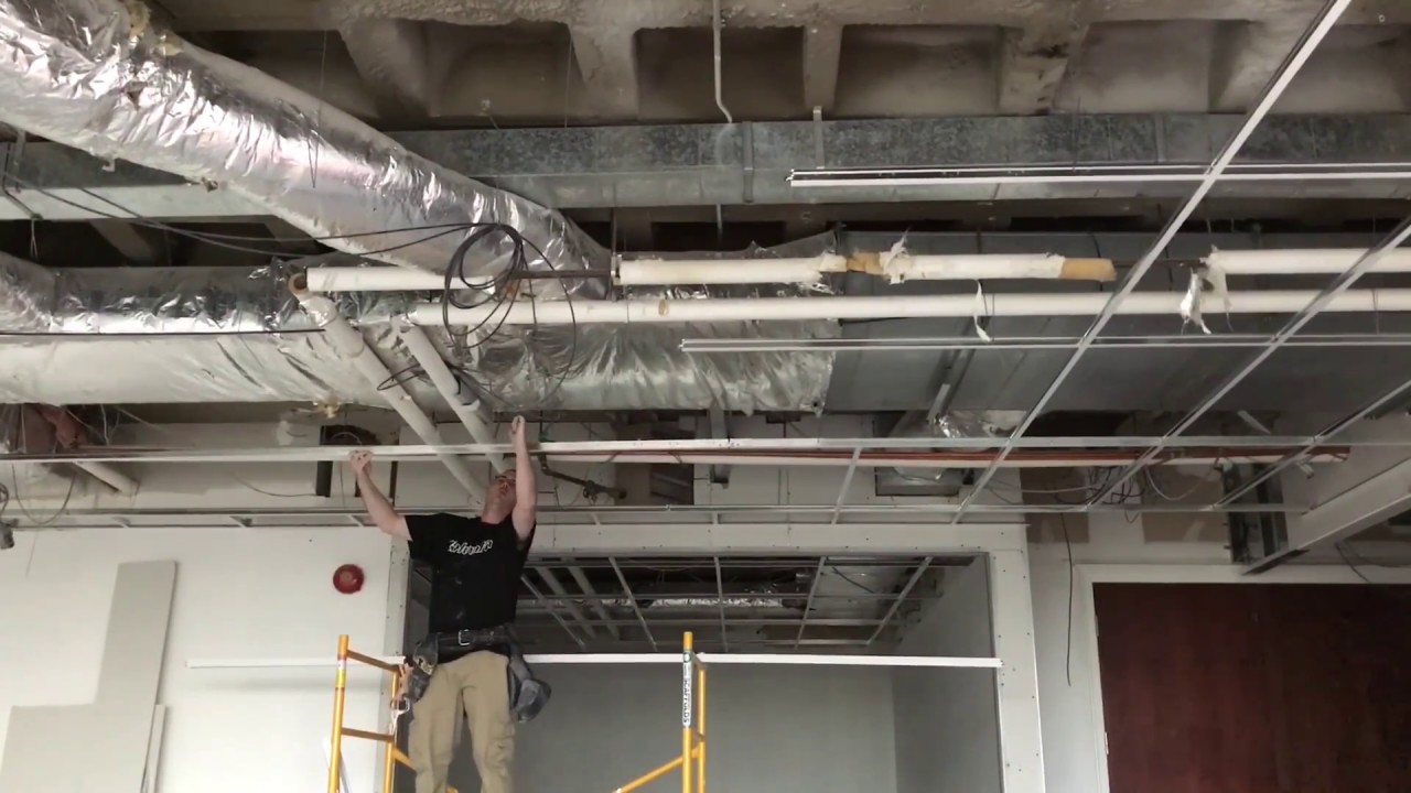 Installing T Bar Drop Ceiling Accelerated Time Youtube