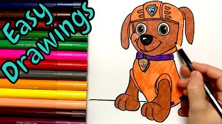 Easy Drawings | How to Draw Zuma from Paw Patrol | Color and Draw Step by Step | Art