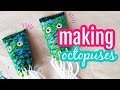 Making an octopus from toilet rolls