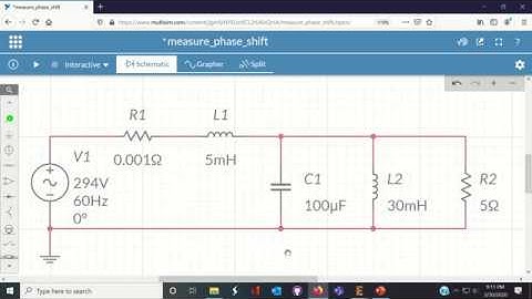 Measure phase shift between voltage and current in Multisim Live
