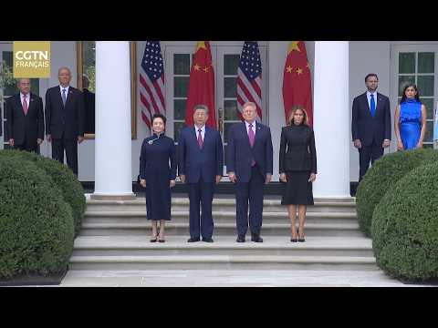 Xi Jinping assiste à une cérémonie de bienvenue organisée par le président américain