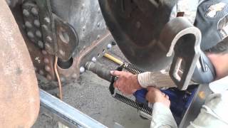 Riveting Z ring on Ruston Proctor portable steam engine.