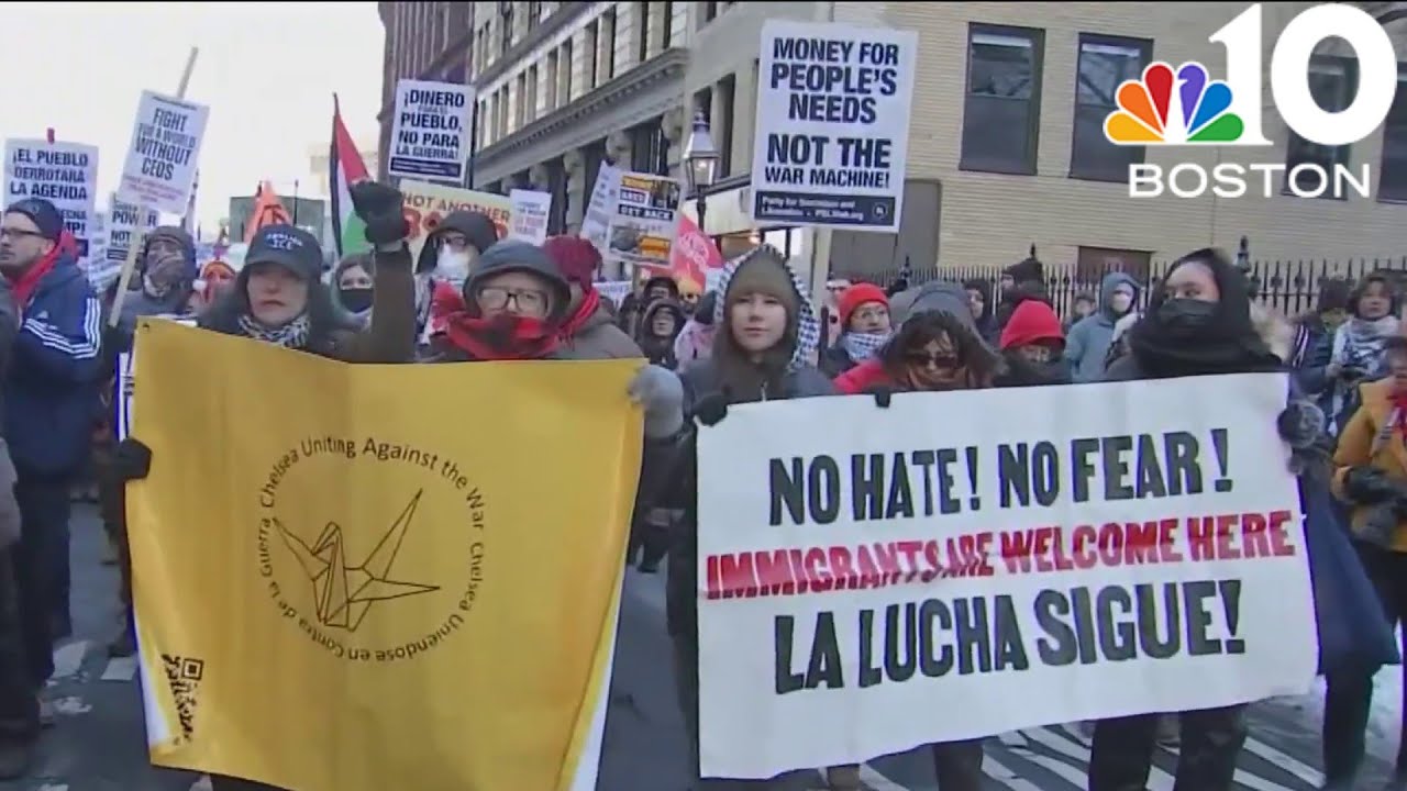 Rally held in Boston against Trump's plans for mass deportations - YouTube