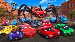 Lightning McQueen Spider Eater vs Sipder Man Car vs Vemom Car | Hero Cars Full Episode Animation screenshot 4