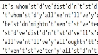 Text to speech bot reads whom'st'd've'dist'd'n't'st'd've'll's'd've're'n't'y'all'll'ven't 't'whom'st'