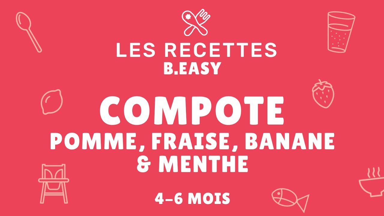 Recette 4 6 Mois Compote Pomme Fraise Banane Et Menthe Youtube