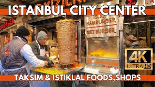 Istanbul City Center 4K Walking Tour-Taksim square,Istiklal Street Street Foods,Shops,Restaurants