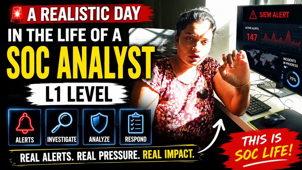 🚨 A Realistic Day in the Life of a SOC Analyst (L1) | Alerts, Pressure ...
