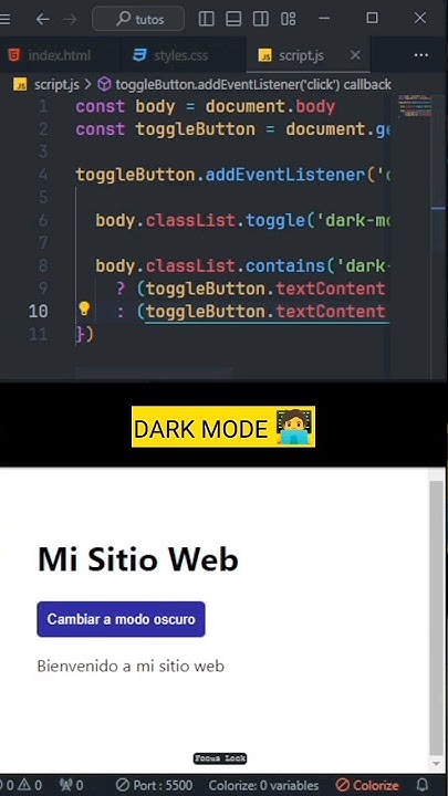Dark mode 🧑‍💻 #html #javascript #programa #programming #dark #darkmode ...