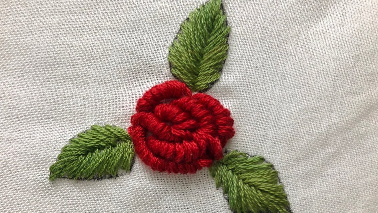 Hand Embroidery! Bullion Knot Rose Hand Embroidery stitch YouTube