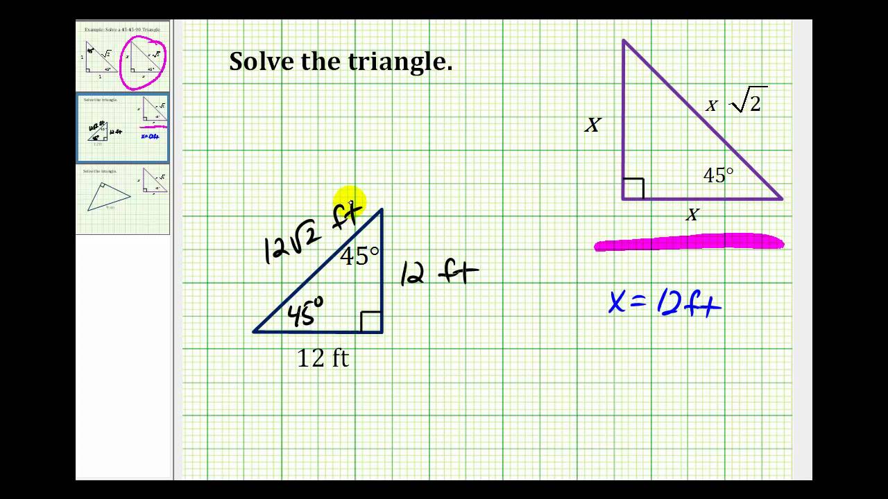 45/45/90 Right Isosceles Triangles - High School Math