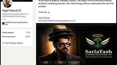  🇮🇳  India’s FirstAI-Powered Cultural Architect | 2× CEO (Founder & Chief Energy Officer) 