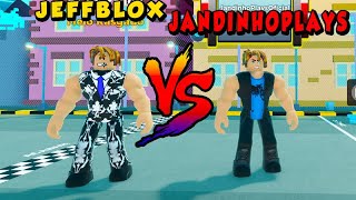 JEFFBLOX ME DESAFIOU NO STRONGMAN SIMULATOR E OLHA OQUE ACONTECEU - ROBLOX