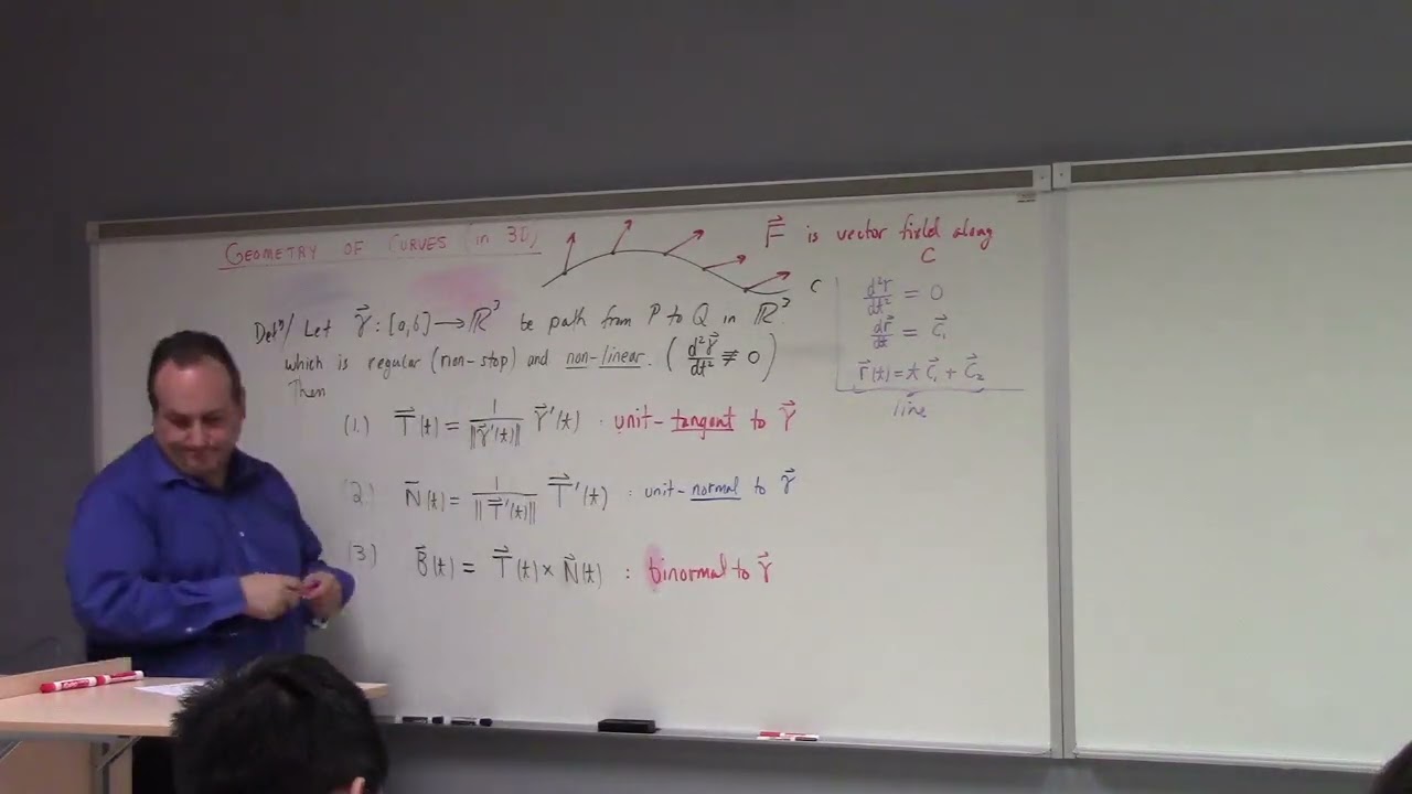 Multivariate Calculus: Geometry of Curves, the TNB frame, curvature and torsion, 8-28-25 part 1