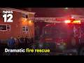 Dramatic ladder rescue saves families trapped in NJ apartment fire