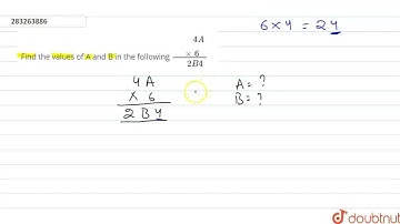 Find the values of A and B in the following ({:(, 4A),(,xx6):})/( 2B4) | CLASS 8 | PLAYING WITH ...