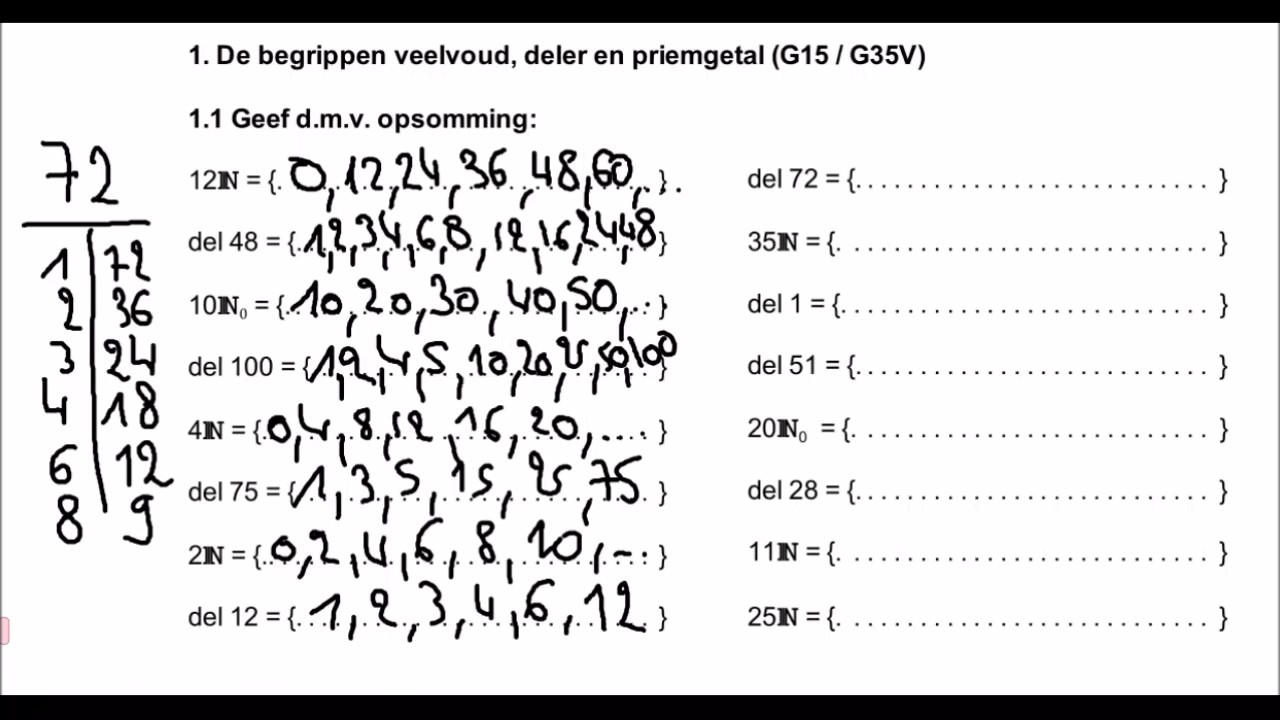 1A 1 1 veelvouden en delers - YouTube