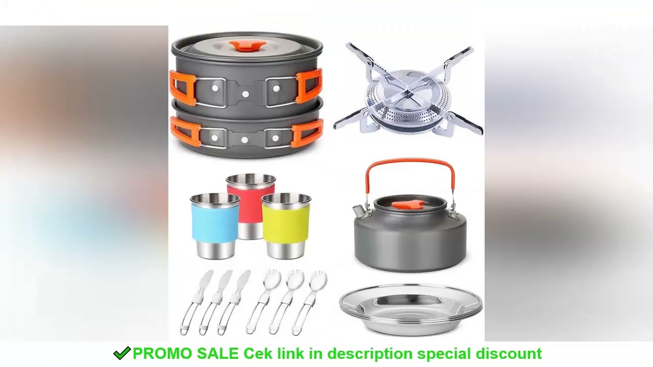 Camping Travel Equipment Tableware Cookware Kit Pots Burner Gas Stove Accessories Kitchen Utensils S