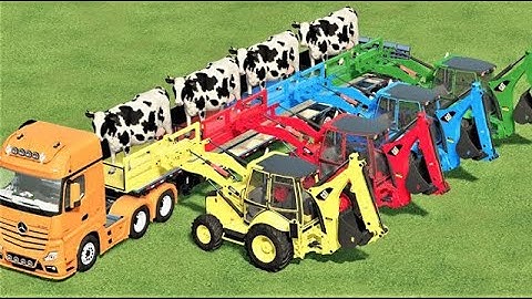 TRANSPORTING COWS USING JCB LOADERS WITH A TRAILER - FARMING SIMULATOR 22!!