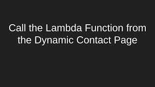 Call the AWS Lambda Function from the Contact Page