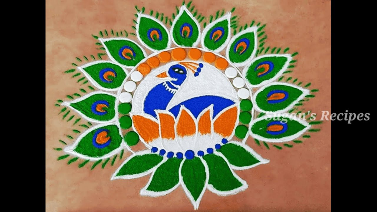 50+ Republic day special kolams Republic day rangoli Designs Flag