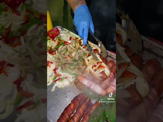 Late Night Munchies - Bacon Wrapped Hotdog LA Street Food class=