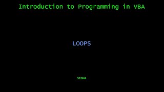 Introduction to Programming in VBA - Loops