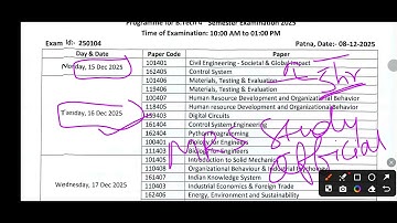 Bihar BTech 4th Semester Exam 2025 | BEU Patna 4th Semester Exam Date 